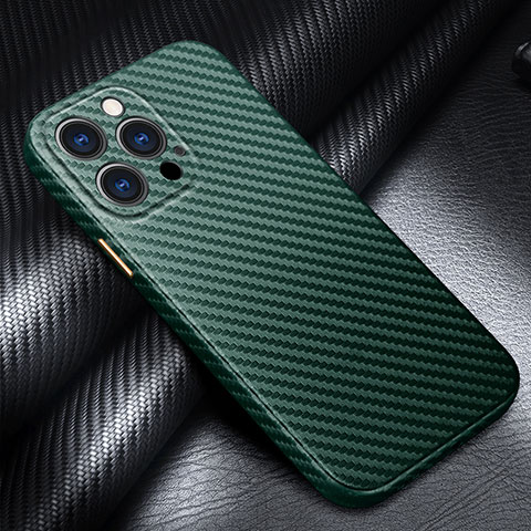 Coque Fibre de Carbone Housse Etui Luxe Serge C01 pour Apple iPhone 13 Pro Vert