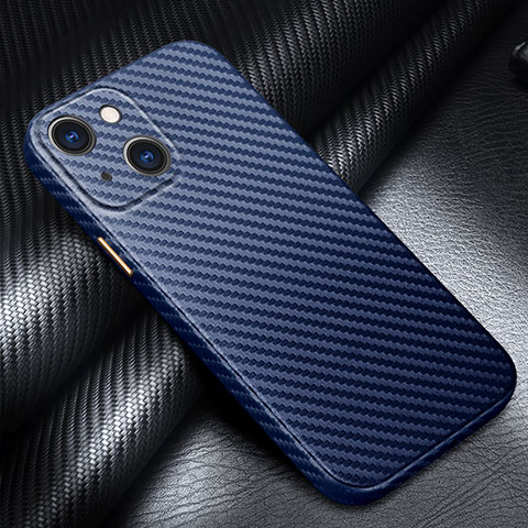 Coque Fibre de Carbone Housse Etui Luxe Serge C01 pour Apple iPhone 14 Plus Bleu