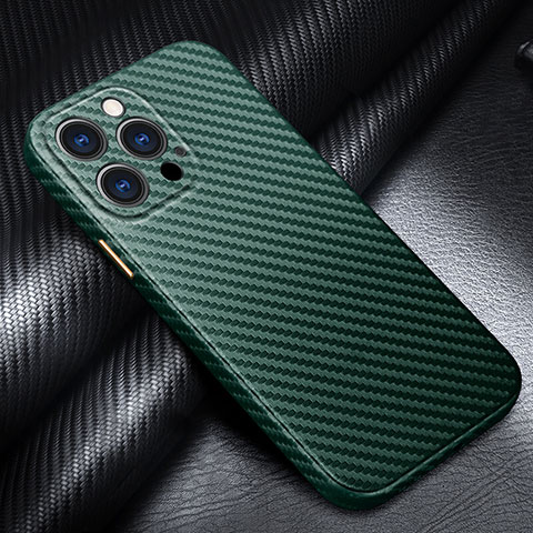 Coque Fibre de Carbone Housse Etui Luxe Serge pour Apple iPhone 13 Pro Vert