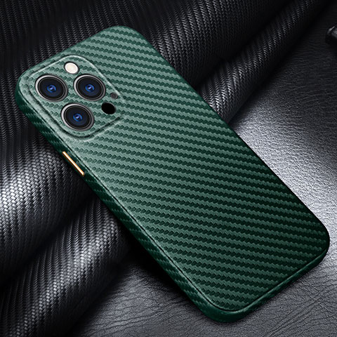 Coque Fibre de Carbone Housse Etui Luxe Serge pour Apple iPhone 14 Pro Vert