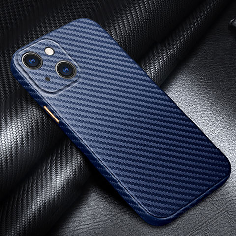 Coque Fibre de Carbone Housse Etui Luxe Serge pour Apple iPhone 15 Bleu