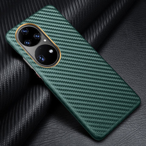 Coque Fibre de Carbone Housse Etui Luxe Serge pour Huawei P50 Pro Vert