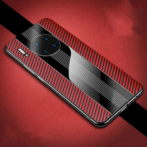 Coque Fibre de Carbone Housse Etui Luxe Serge T01 pour Huawei Mate 30 Pro 5G Rouge