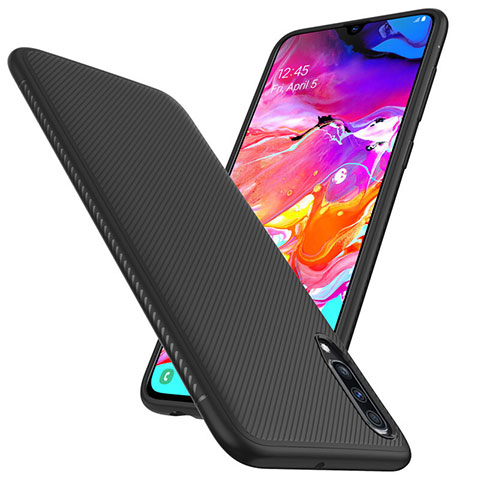 Coque Fibre de Carbone Housse Etui Luxe Serge T02 pour Samsung Galaxy A70S Noir