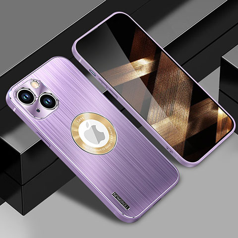 Coque Luxe Aluminum Metal Housse et Bumper Silicone Etui avec Mag-Safe Magnetic Magnetique JL1 pour Apple iPhone 15 Plus Violet