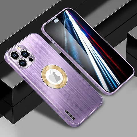 Coque Luxe Aluminum Metal Housse et Bumper Silicone Etui avec Mag-Safe Magnetic Magnetique JL1 pour Apple iPhone 15 Pro Violet