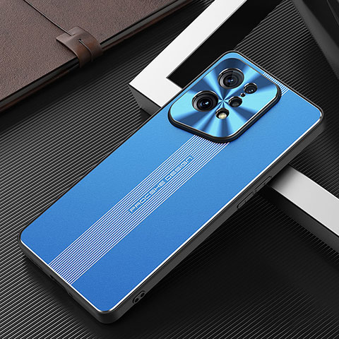 Coque Luxe Aluminum Metal Housse et Bumper Silicone Etui J01 pour Oppo Find X5 5G Bleu