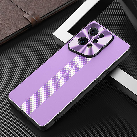 Coque Luxe Aluminum Metal Housse et Bumper Silicone Etui J01 pour Oppo Find X5 5G Violet