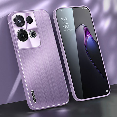 Coque Luxe Aluminum Metal Housse et Bumper Silicone Etui J01 pour Oppo Reno8 Pro+ Plus 5G Violet