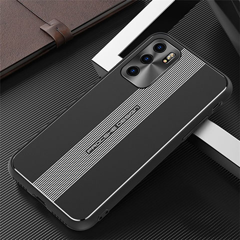 Coque Luxe Aluminum Metal Housse et Bumper Silicone Etui J02 pour Oppo Reno6 Pro 5G India Noir