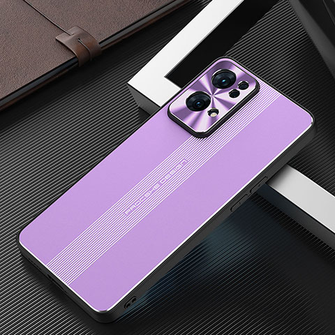 Coque Luxe Aluminum Metal Housse et Bumper Silicone Etui J02 pour Oppo Reno7 Pro 5G Violet