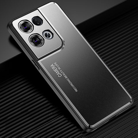 Coque Luxe Aluminum Metal Housse et Bumper Silicone Etui J02 pour Oppo Reno9 Pro+ Plus 5G Noir