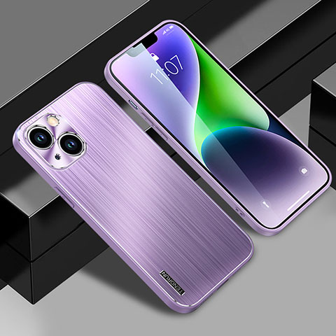 Coque Luxe Aluminum Metal Housse et Bumper Silicone Etui JL1 pour Apple iPhone 14 Plus Violet