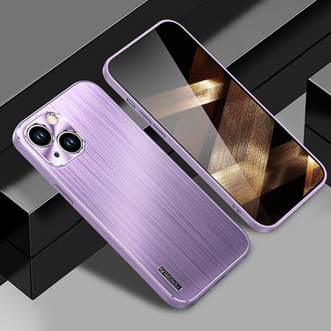 Coque Luxe Aluminum Metal Housse et Bumper Silicone Etui JL1 pour Apple iPhone 15 Plus Violet