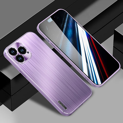 Coque Luxe Aluminum Metal Housse et Bumper Silicone Etui JL1 pour Apple iPhone 15 Pro Max Violet