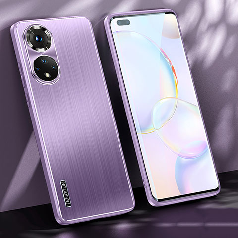 Coque Luxe Aluminum Metal Housse et Bumper Silicone Etui JL1 pour Huawei Honor 50 Pro 5G Violet