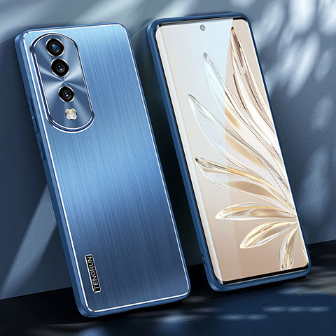 Coque Luxe Aluminum Metal Housse et Bumper Silicone Etui JL1 pour Huawei Honor 70 Pro+ Plus 5G Bleu