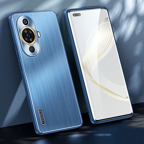 Coque Luxe Aluminum Metal Housse et Bumper Silicone Etui JL1 pour Huawei Nova 11 Pro Bleu