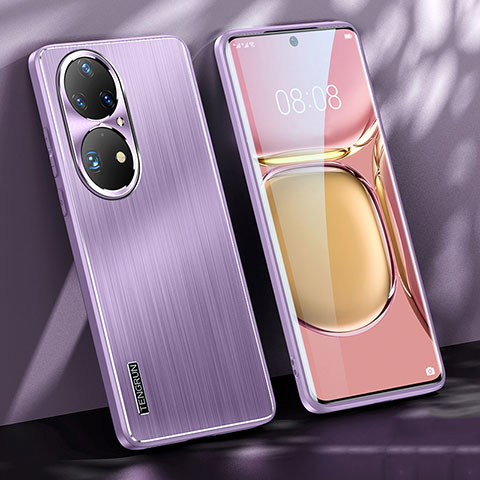 Coque Luxe Aluminum Metal Housse et Bumper Silicone Etui JL1 pour Huawei P50e Violet