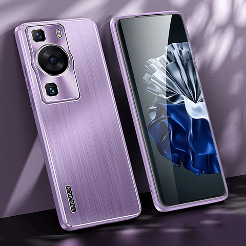 Coque Luxe Aluminum Metal Housse et Bumper Silicone Etui JL1 pour Huawei P60 Pro Violet