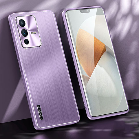 Coque Luxe Aluminum Metal Housse et Bumper Silicone Etui JL1 pour Vivo V23 5G Violet