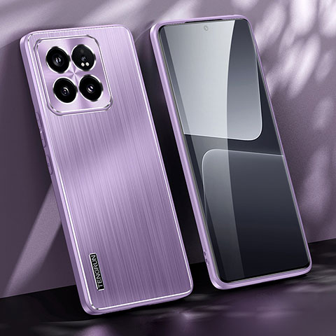 Coque Luxe Aluminum Metal Housse et Bumper Silicone Etui JL1 pour Xiaomi Mi 14 Pro 5G Violet