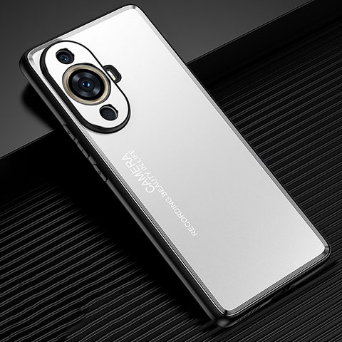 Coque Luxe Aluminum Metal Housse et Bumper Silicone Etui JL2 pour Huawei Nova 11 Pro Argent