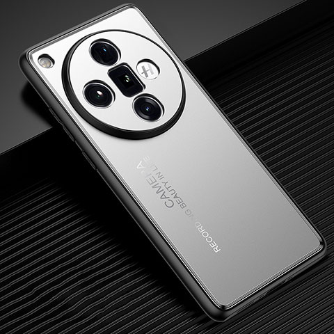 Coque Luxe Aluminum Metal Housse et Bumper Silicone Etui JL2 pour Oppo Find X7 Ultra 5G Argent