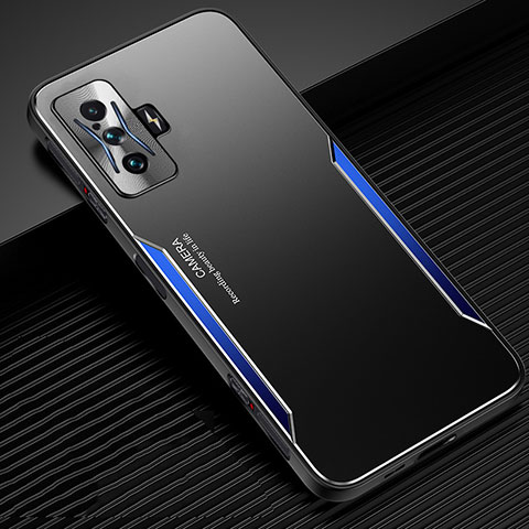 Coque Luxe Aluminum Metal Housse et Bumper Silicone Etui JL2 pour Xiaomi Redmi K50 Gaming 5G Bleu