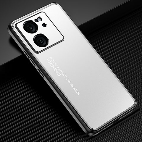 Coque Luxe Aluminum Metal Housse et Bumper Silicone Etui JL2 pour Xiaomi Redmi K60 Ultra 5G Argent