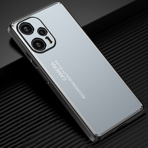 Coque Luxe Aluminum Metal Housse et Bumper Silicone Etui JL2 pour Xiaomi Redmi Note 12 Turbo 5G Bleu