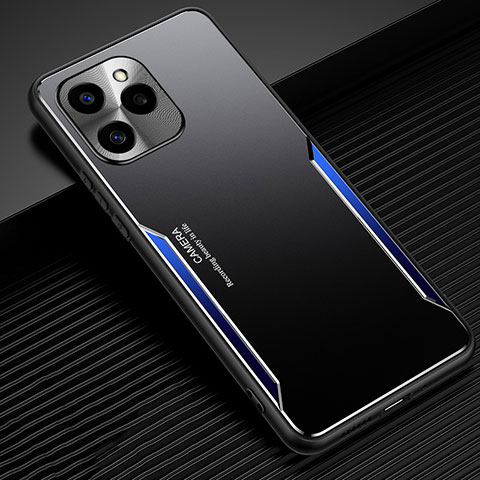 Coque Luxe Aluminum Metal Housse et Bumper Silicone Etui JL3 pour Huawei Honor 60 SE 5G Bleu