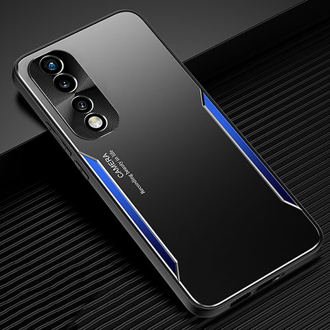 Coque Luxe Aluminum Metal Housse et Bumper Silicone Etui JL3 pour Huawei Honor 70 Pro+ Plus 5G Bleu