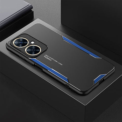 Coque Luxe Aluminum Metal Housse et Bumper Silicone Etui JL3 pour Huawei Nova 11i Bleu