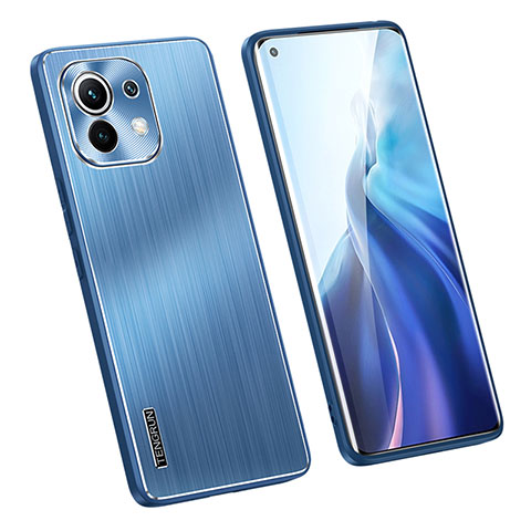 Coque Luxe Aluminum Metal Housse et Bumper Silicone Etui M02 pour Xiaomi Mi 11 Lite 5G Bleu