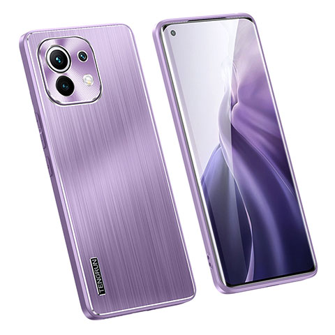 Coque Luxe Aluminum Metal Housse et Bumper Silicone Etui M02 pour Xiaomi Mi 11 Lite 5G NE Violet