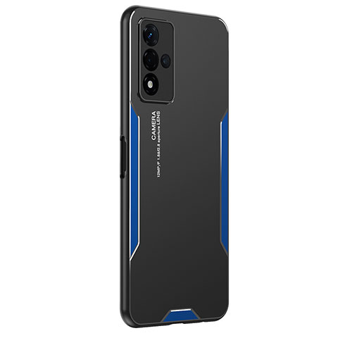 Coque Luxe Aluminum Metal Housse et Bumper Silicone Etui PB1 pour Oppo A93s 5G Bleu