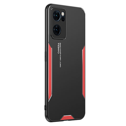 Coque Luxe Aluminum Metal Housse et Bumper Silicone Etui PB1 pour Oppo Find X5 Lite 5G Rouge