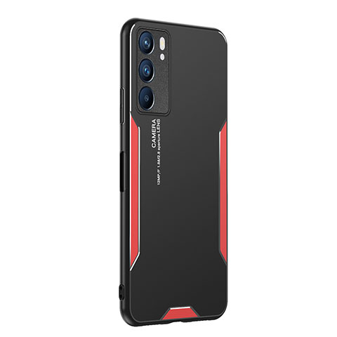 Coque Luxe Aluminum Metal Housse et Bumper Silicone Etui PB1 pour Oppo Reno6 5G Rouge