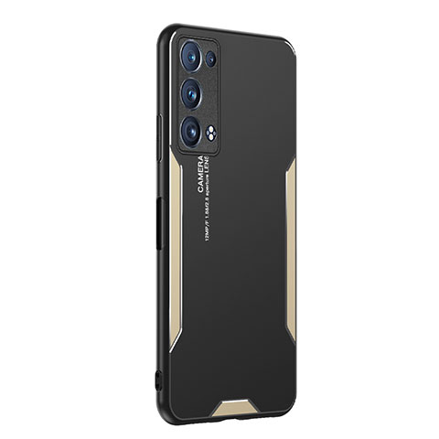 Coque Luxe Aluminum Metal Housse et Bumper Silicone Etui PB1 pour Oppo Reno6 Pro 5G Or