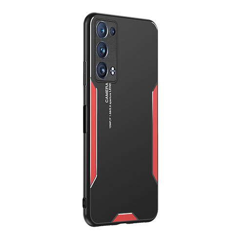 Coque Luxe Aluminum Metal Housse et Bumper Silicone Etui PB1 pour Oppo Reno6 Pro+ Plus 5G Rouge