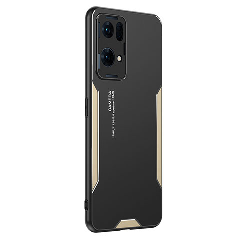 Coque Luxe Aluminum Metal Housse et Bumper Silicone Etui PB1 pour Oppo Reno7 Pro 5G Or