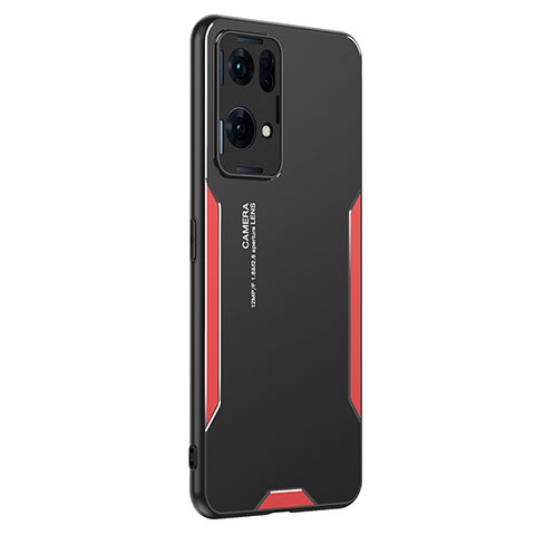 Coque Luxe Aluminum Metal Housse et Bumper Silicone Etui PB1 pour Oppo Reno7 Pro 5G Rouge