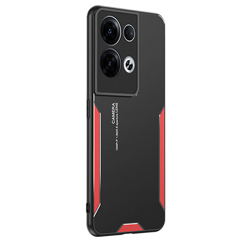 Coque Luxe Aluminum Metal Housse et Bumper Silicone Etui PB1 pour Oppo Reno8 Pro+ Plus 5G Rouge