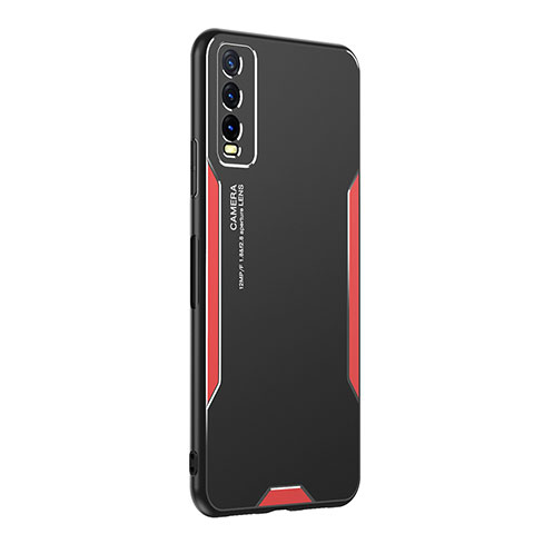 Coque Luxe Aluminum Metal Housse et Bumper Silicone Etui PB1 pour Vivo Y12A Rouge