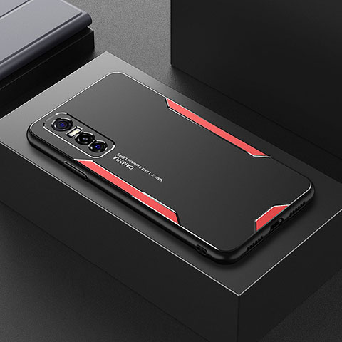 Coque Luxe Aluminum Metal Housse et Bumper Silicone Etui PB1 pour Vivo Y73s 5G Rouge