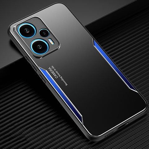 Coque Luxe Aluminum Metal Housse et Bumper Silicone Etui PB1 pour Xiaomi Redmi Note 12 Turbo 5G Bleu