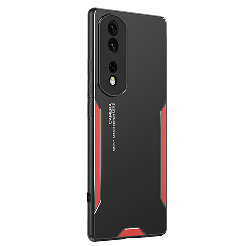 Coque Luxe Aluminum Metal Housse et Bumper Silicone Etui PB2 pour Huawei Honor 80 Pro Flat 5G Rouge