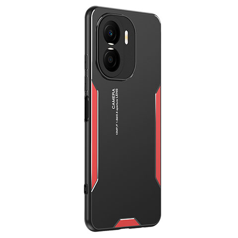 Coque Luxe Aluminum Metal Housse et Bumper Silicone Etui PB2 pour Huawei Honor X40i 5G Rouge