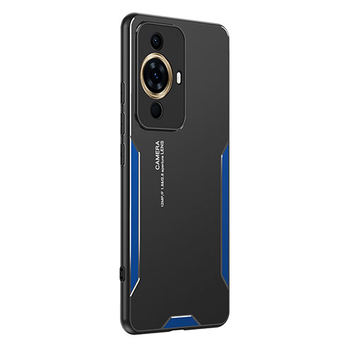 Coque Luxe Aluminum Metal Housse et Bumper Silicone Etui PB2 pour Huawei Nova 11 Pro Bleu